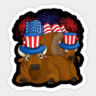 Patriotic American Bison Animal Lover Buffalo 4th Of July Sticker